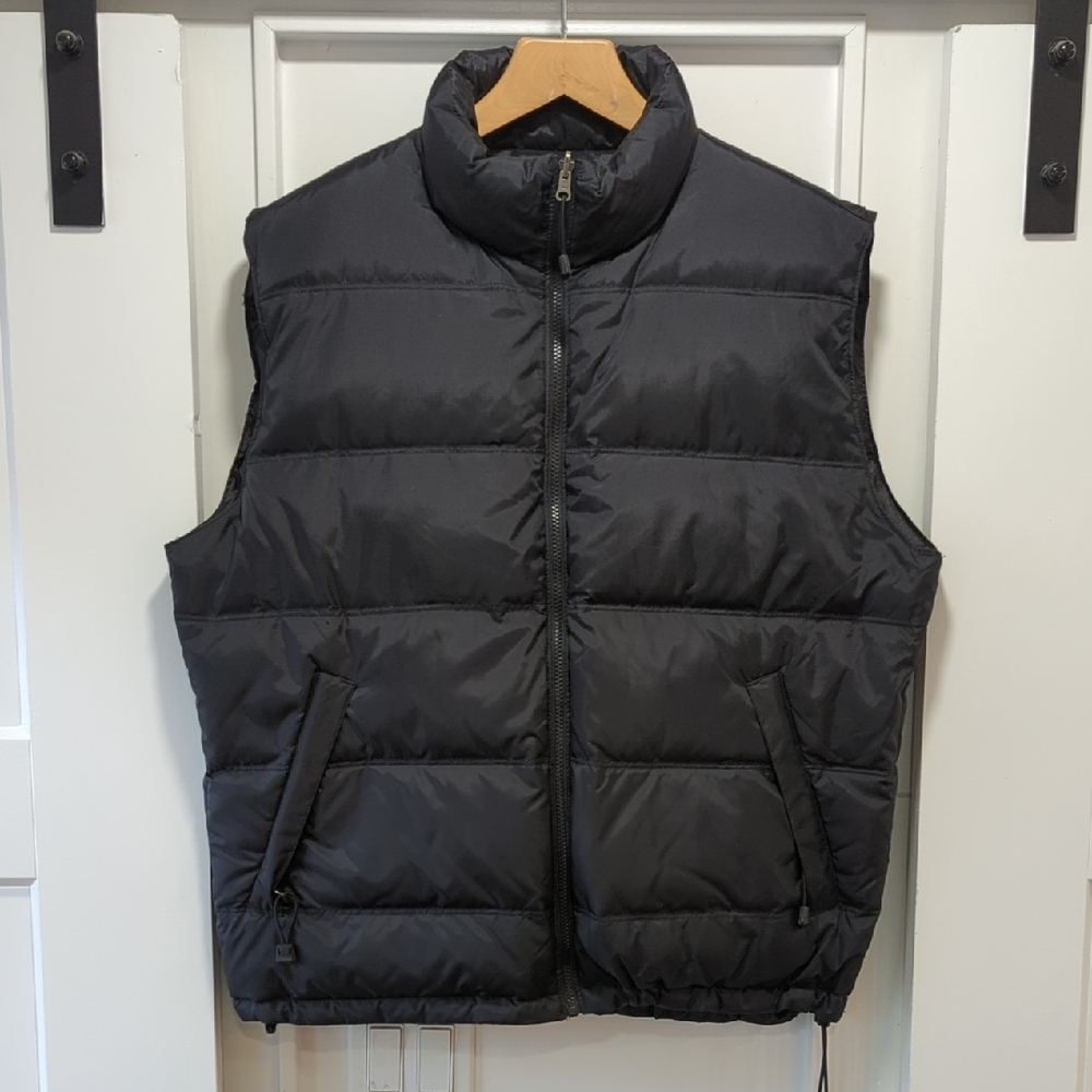 Foot Locker Black Reversible Quilted Puffer Vest with Zipper Pockets Size Large